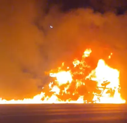 Tractor-trailer fire