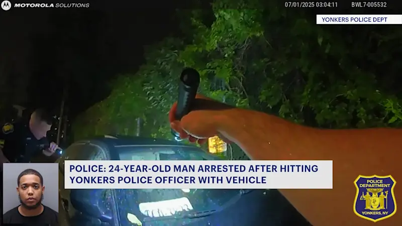 Story image: Police: Body camera captures moment officer hit by car in Yonkers