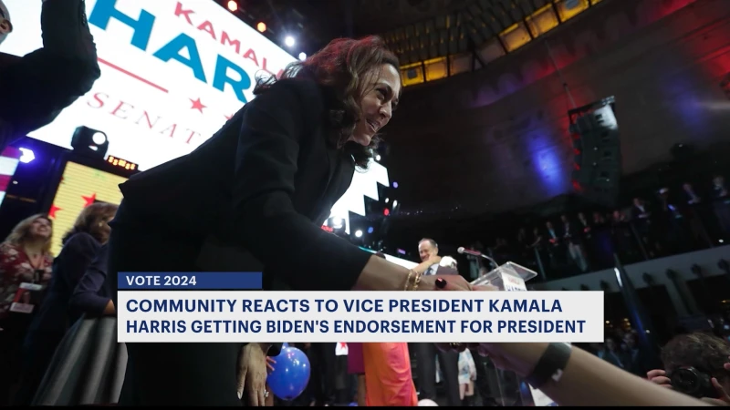Story image: Community reacts to VP Harris getting Biden's endorsement for president
