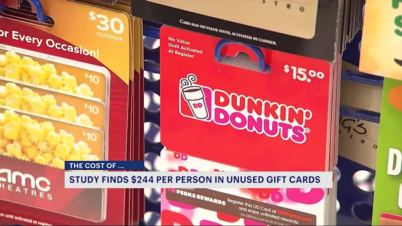 Story image: The Cost Of: Study finds people have around $244 in unused gift cards