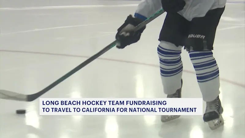 Story image: Long Beach boys varsity hockey team fundraising to travel to California for national championship