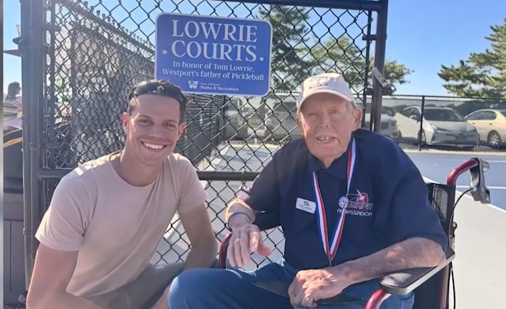 Story image: Compo Beach pickleball courts dedicated to 'the father of Westport pickleball'