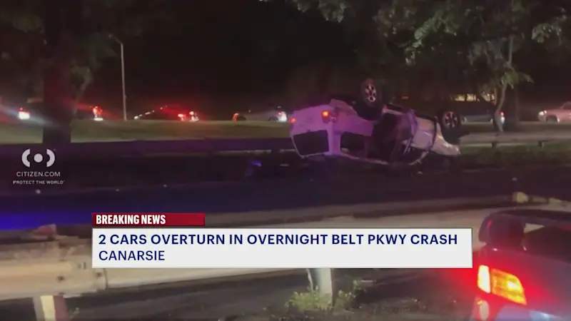 Story image: Overnight Belt Parkway crash overturns 2 vehicles in Canarsie