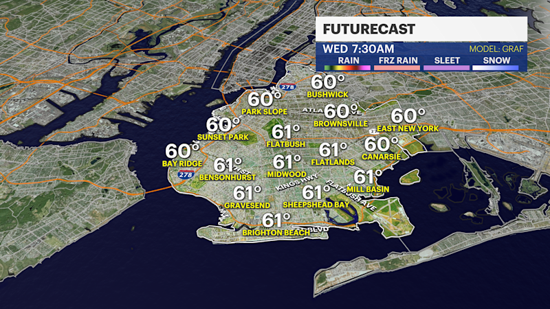 Story image: Calm, beautiful weather through Wednesday morning in Brooklyn