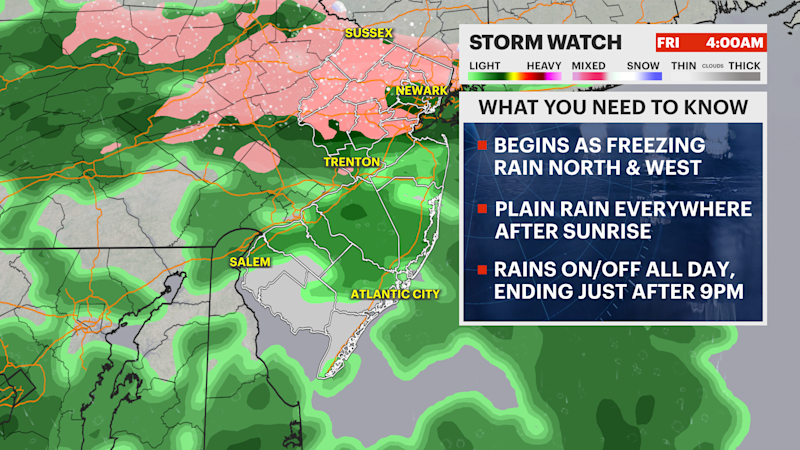 Story image: STORM WATCH: Freezing rain northwest and plain rain on Friday to create travel impacts