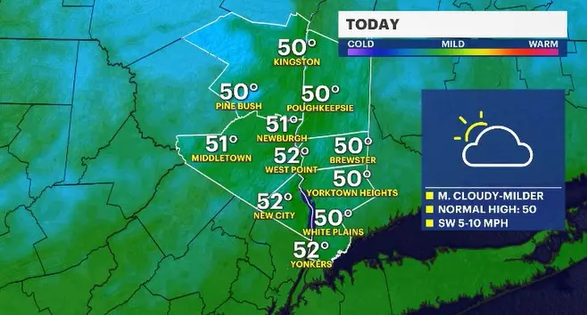 Story image: Milder with a mix of sun and clouds as rain moving in overnight