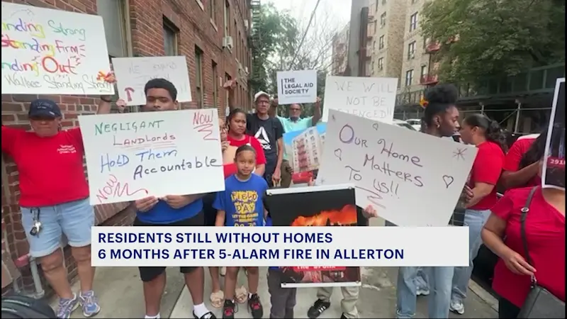 Story image: Residents demand action from landlord 6 months after Allerton fire