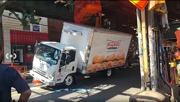 FDNY: Box truck collides with construction lift in Bushwick; 2 injured