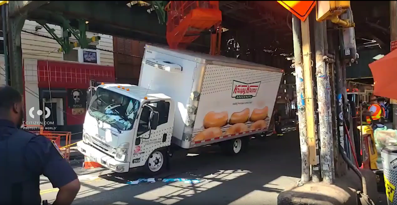 Story image: FDNY: Box truck collides with construction lift in Bushwick; 2 injured