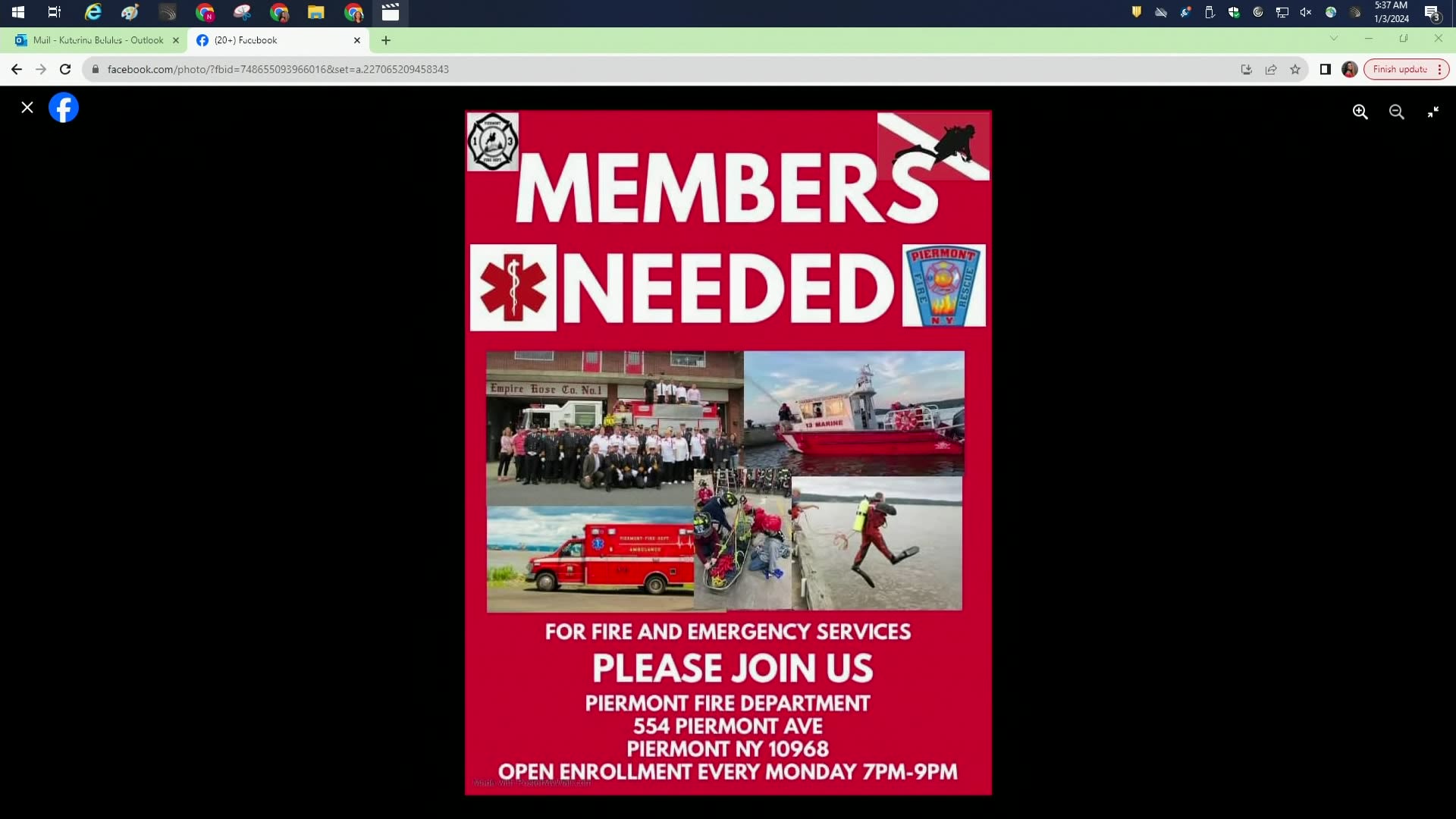 Join the Piermont Fire Department Opportunities in fire, EMT, dive