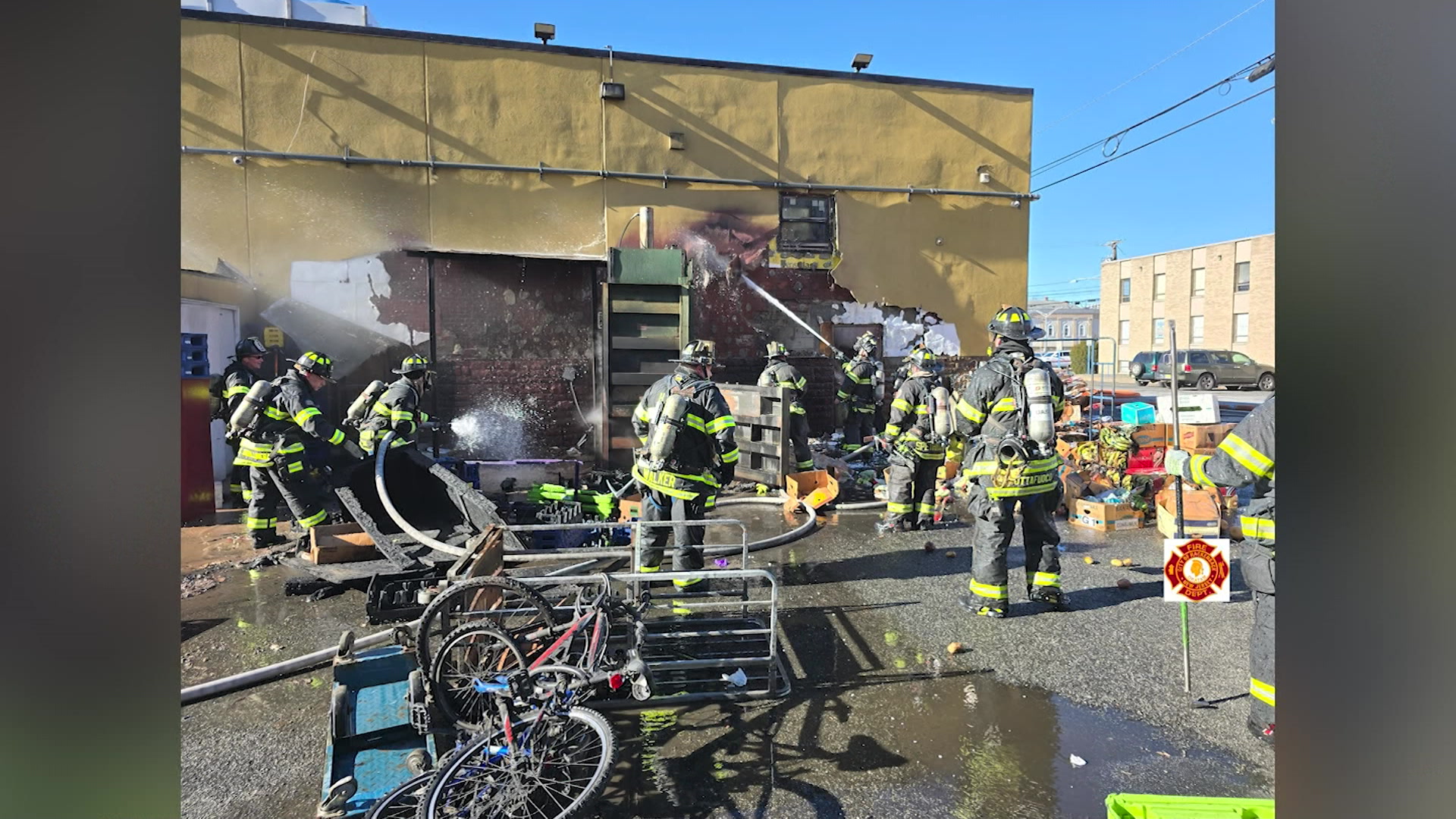 Firefighters battle cold, wind in blaze behind Hackensack food market