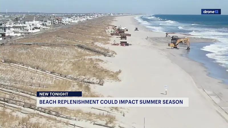 Story image: Beach replenishment projects underway at various Jersey Shore communities expected to last into the summer