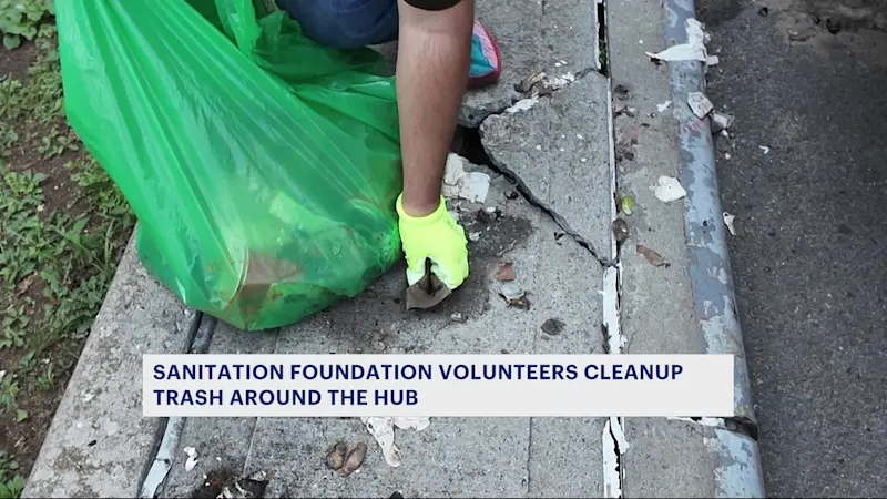 Story image: Sanitation Foundation volunteers cleanup trash around The Hub   