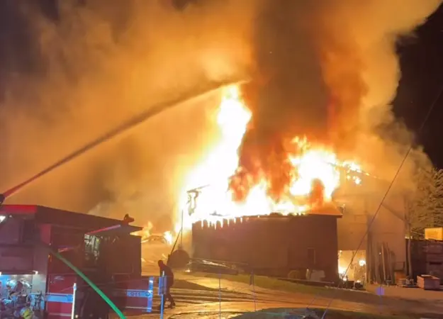 Story image: Massive blaze destroys barn at Wright’s Farm in Gardiner