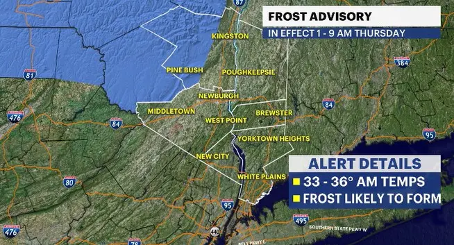 Story image: Temperatures dip 10-20 degrees for the Hudson Valley. Frost concerns are popping up