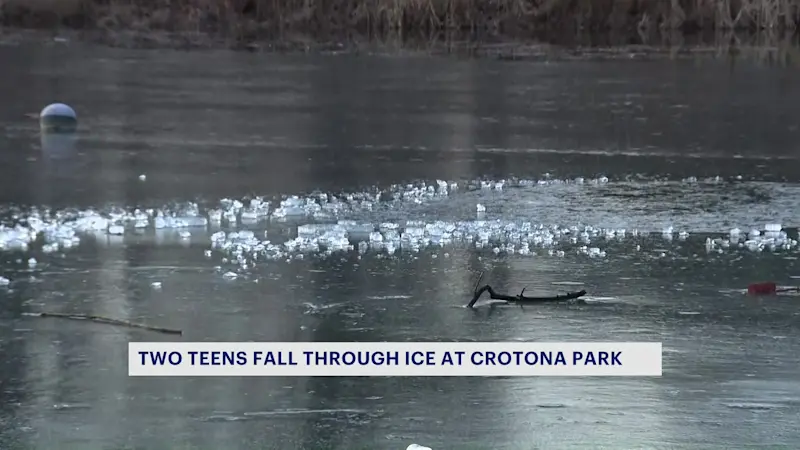 Story image: Teens rescued from icy lake in Crotona Park