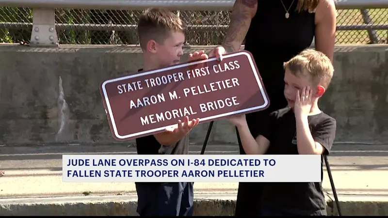 Story image: Jude Lane Overpass dedicated to fallen State Trooper Aaron Pelletier