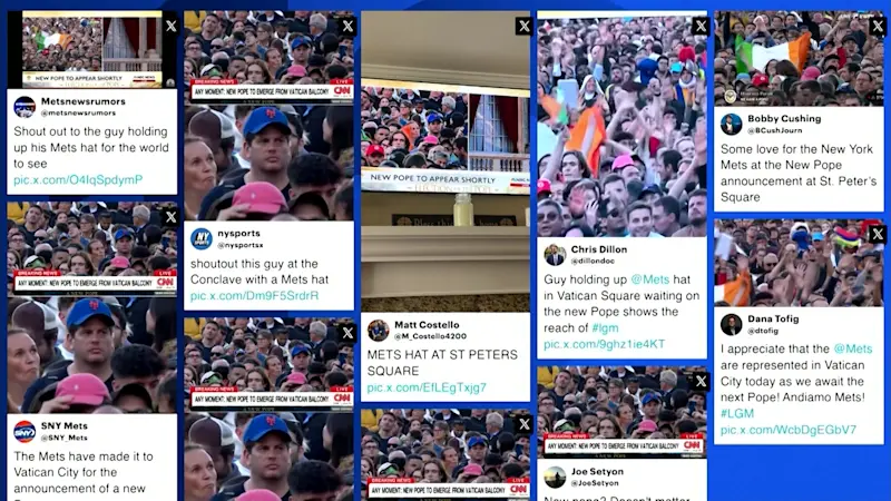 Story image: Diehard Mets fan from LI visiting Rome goes viral