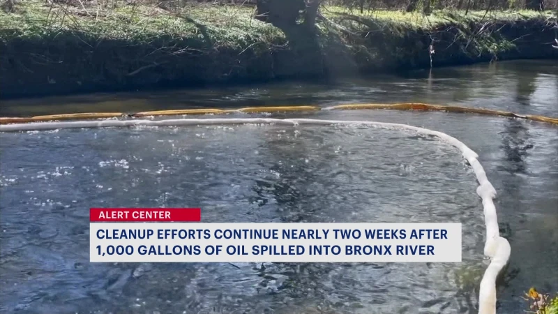 Story image: Cleanup efforts continue 2 weeks after Bronx River oil spill