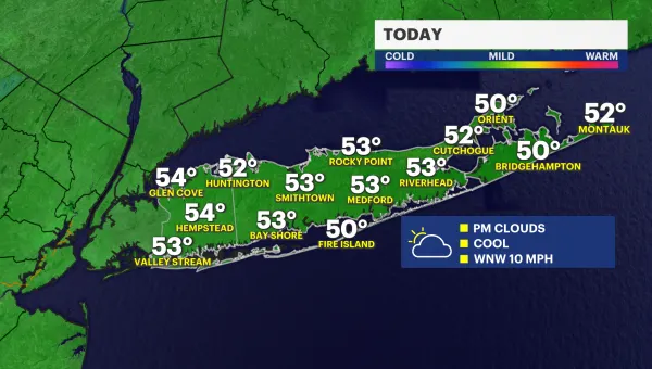 Cool temperatures and cloudy skies on Long Island