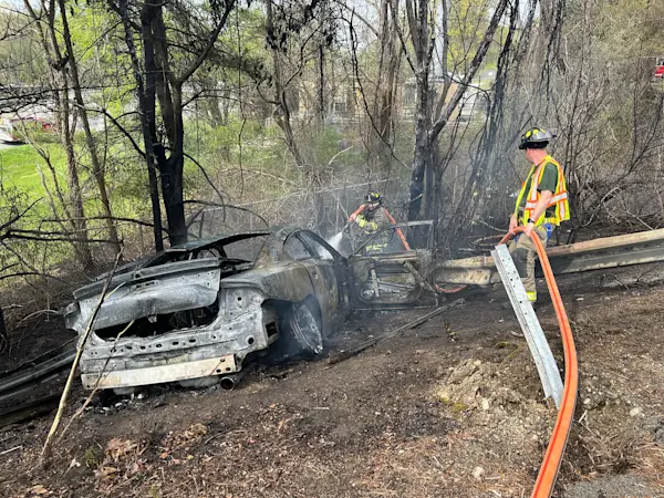 Story image: Police chase ends in car fire and arrest in Goldens Bridge
