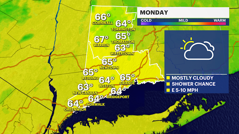 Story image: Rain chances overnight into Monday morning in Connecticut
