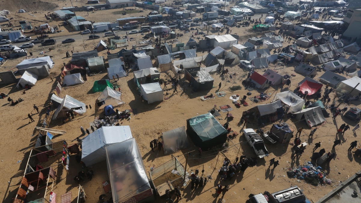 Aerial view of the tent camp.